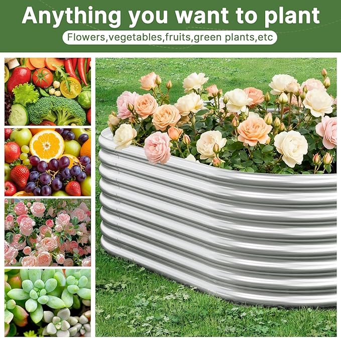 3 PCS 6x3ft Galvanized Raised Garden Bed Outdoor, Metal Garden Bed for Vegetables, Above Ground Garden Box for Flower, Steel Raised Beds for Gardening