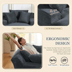 80 Inch Chaise Lounge Chair Indoor, Oversized Corduroy Upholstered Boneless Sofa Bed, Deep Seat Sleeper Couch Reading Chairs, Cloud Sofas Couches for Living Room, No Assembly Required (Dark Grey)