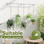 Bamworld Window Plant Hanger Indoor 63in Hanging Planters for Indoor Plants Hanging Plants Holder Hanging Rod Window Plant Shelves Wall Planters Pot/Chain/Plant Not Included (White)