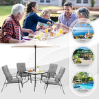 Tangkula 35" Patio Dining Table for 4, Square Outdoor Dining Table with Tempered Glass Tabletop, 1.65" Umbrella Hole & Metal Frame, 4-Person Outside Dining Table for Backyard, Lawn, Deck & Poolside