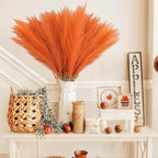 Artificial Pampas Grass Stems, 50 Pack, Burnt Orange, 21.6 Inch