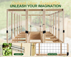 AMERLIFE U-Shaped Raised Garden Bed with Deer Proof Fence, 7.5Wx15Dx6H Outdoor Wooden Raised Garden Bed Planter with 19" Depth Planter Box