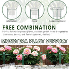 6 Pack Threaded Lock Metal Plant Support Stakes - 25" H Tall Peony Cage, Reusable Detachable Garden Ring for Hydrangea/Rose Bush/Potted Flowers, Indoor Outdoor Heavy Duty (10" W)