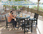 AMERLIFE 5 Piece HDPE Outdoor Dining Table & Chairs Set, All-Weather Patio Table and Chairs Set Furniture with Umbrella Hole for Garden, Backyard, Poolside, Seaside, Black