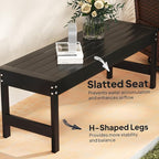 Outsunny Outdoor Bench, 47" 2-Person HDPE All-Weather Patio Bench Seat, Backless Garden Loveseat with Slatted Seat, Rot and Fade Resistant for Yard, Porch, Park, Black
