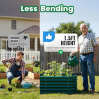 Quictent Galvanized Raised Garden Bed Kit, 8x4x1.5 ft Oval Metal Planter Box Tall for Vegetables Outdoor Backyard, Strengthened by Crossbar, Dark Green