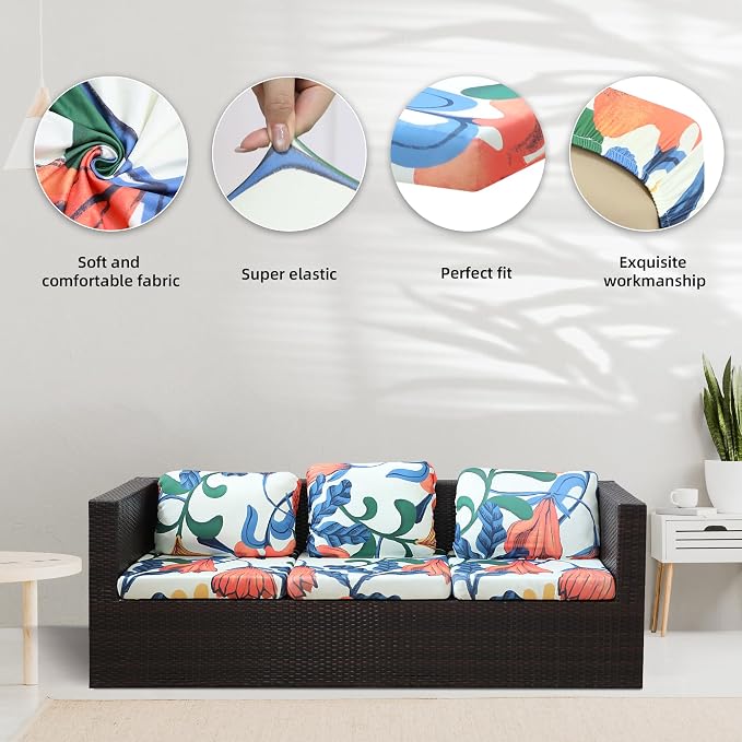 Patio Cushion Covers 8-Pack Stretch Microfiber, Fairy Tales Print