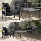 VINGLI 2-Piece Outdoor Patio Furniture Aluminum Love-seat and Coffee Table Set, Modern Patio Sofa Set (Gray)