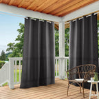 TOWN & COUNTRY BASICS Cabana Solid Heavyweight Indoor Outdoor Curtains, Light Filtering Opacity with Grommet Top, Water Repellent, 2-Pack Set, 54"x120", Charcoal