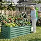 ZORMY 4×2×1.4ft Galvanized Raised Garden Bed Kit, Metal Planter Boxes Outdoor, High Raised Beds for Vegetables, Fruits, and Flowers - LotusGreen