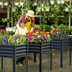 Raised Garden Bed with Legs, 48×24×32in Galvanized Raised Garden Beds Outdoor Elevated Metal Planter Box for Gardening Vegetables Flowers Herb （Black）