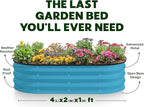 Plant & Plot Galvanized Raised Garden Beds Outdoor // 4×2×1 ft (2-Pack) Planter Raised Beds for Gardening, Vegetables, Flowers (Teal) // Large Metal Garden Box