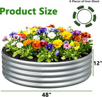 2PCS 4x4x1FT Galvanized Raised Garden Bed Kit,Vegetable Boxes-Round Metal Flower Box,Large Planter Raised Beds Outdoor Garden for Planting,Fruit,Herb-Silver