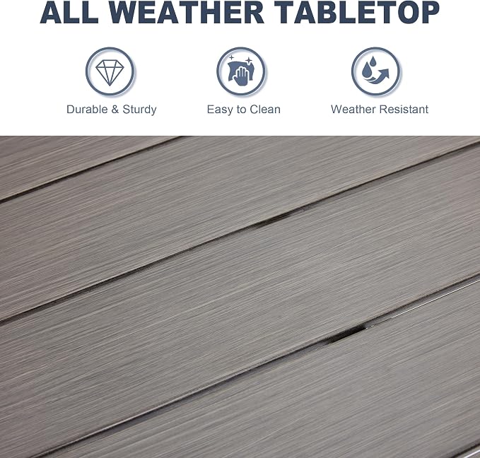 VICLLAX Patio Dining Table, Square Table Metal Outdoor Bistro Table - Image 4