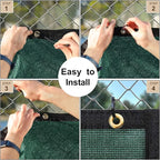 UPGRADE Privacy Fence Screen 5'x54' Dark Green Outdoor 90% Visibility Blockage 170 GSM Mesh Shade Cover Panels for Backyard,Balcony,Home Decoration with Zip Ties,Customized Avaliable