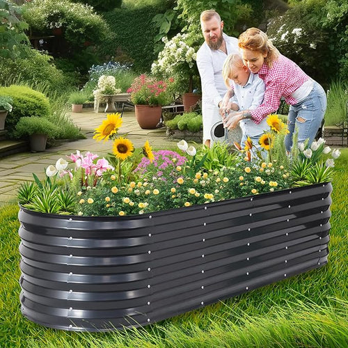 1MORE Raised Garden Bed- Planter Garden Boxes Outdoor, Raised Beds for Gardening.6X2X1.4FT(1pcs)-Grey