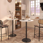 Furmax Bistro Pub Table Round Bar Height Cocktail Table for Home Bar, Small Round Bar Tables for Party, Dining Room, Living Room and Wedding, Metal Base MDF Top Obsidian, 40.6 Inch Height (4, White-1)