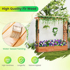 Giantex Raised Garden Bed with Trellis & Hanging Roof, Wood Planter Box with Bottom and Drainage Holes, Freestanding Garden Planter for Flower Vegetable Fruit Herb Climbing Vines, 77"x17"x72"