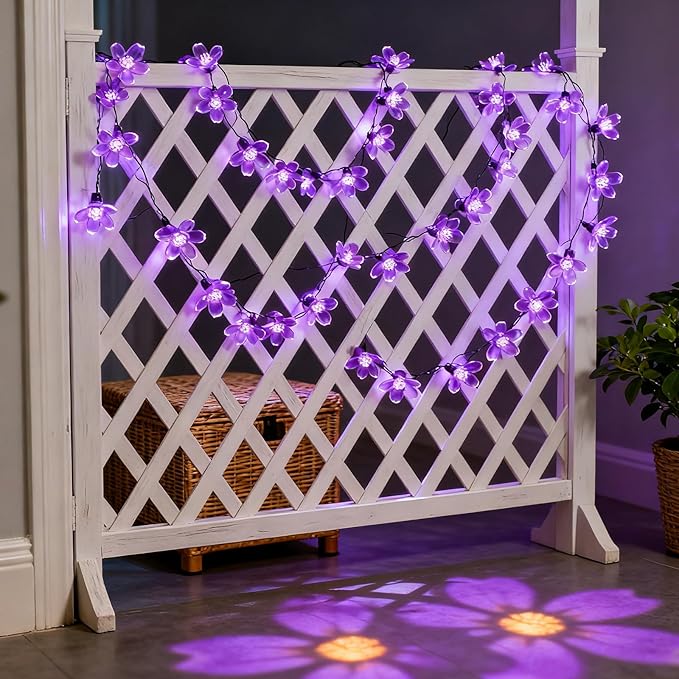 Indoor String Lights, 33ft Purple Cherry Blossom Fairy Lights, 100 LEDs