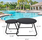 Patio Outdoor Coffee Table Set of 2, Weather Resistant Steel Round End Tables, Outdoor Nesting Table for Patio, Balcony, Bistro and Indoor, Black (Black)