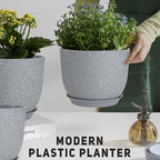 Plant Pots 12/10/9 inch Set of 3, Flower Pots with Multi Mesh Drainage Holes, Large Planters for Indoor Outdoor Garden Plants and Flowers. (Gray)