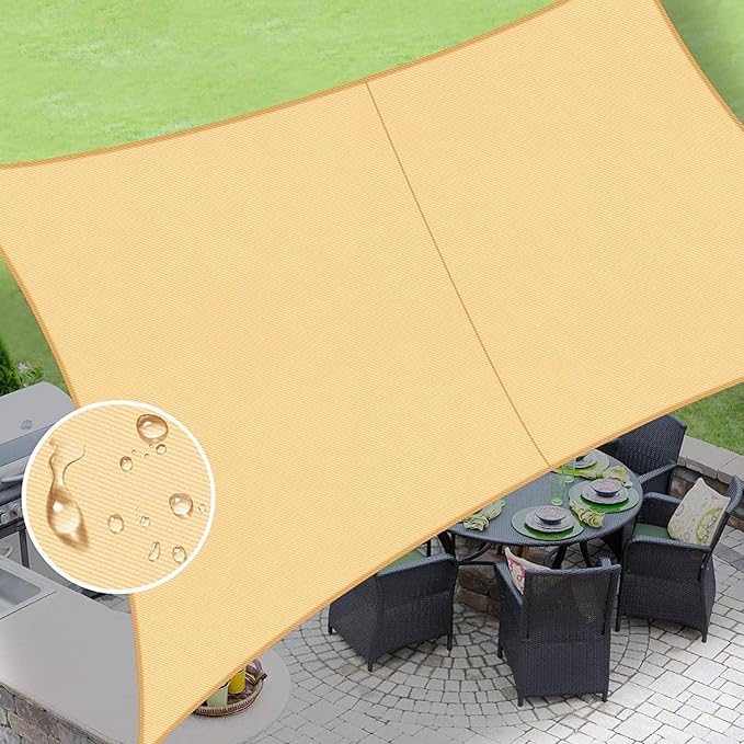 LOVE STORY Rectangle 5'x10' Waterproof Sun Shade Sail Canopy UV Block for Outdoor Patio Backyard Carport,Sand(We Make Custom Size)