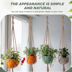 EBOOT 2 Pack 33 Inch Large Macrame Plant Hanger Rope to Hang Flower Pot Plant Holder for Indoor Outdoor Decorations, 4 Legs (Linen Color)