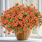 Artificial Flowers for Outdoor, UV Resistant Fake Silk Flowers, Realistic Faux Plants for Outside Indoor Porch Patio Window Box Planter Home Decor (14, Orange)