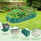 Oval Galvanized Planter Box, Metal Raised Garden Bed - 0.8MM Thick- Ideal for Outdoor Gardening and Planting of Vegetables Flowers Fruits Succulent Plants and Others (Green, 6X3X1 FT)