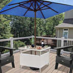 LZRS Adirondack Square Outdoor Side Table with Umbrella Hole, Pool Composite Patio Table,HDPE End Tables for Backyard,Pool, Indoor Companion, Easy Maintenance & Weather Resistant(Wood Like)