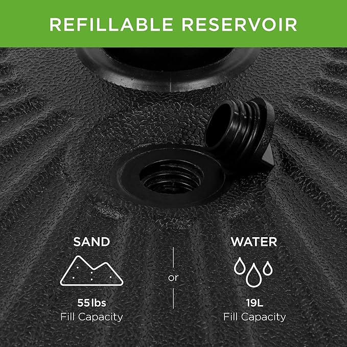 Best Choice Products Fillable Umbrella Base Stand Round Sunburst Plastic Patio Umbrella Base Stand, Pole Holder for Outdoor, Lawn w/ 55lbs Weight Capacity, Adjustment Knob