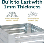 Sunnydaze 11.75" H Raised Metal Garden Bed - Galvanized Raised Garden Bed Outdoor for Vegetables and Flowers - Silver - Square
