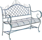 Safavieh PAT5017C Outdoor Collection Abner Antique Blue Wrought Iron 46-inch Garden Bench