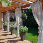 SpaceDresser Waterproof Outdoor Sheer Curtains for Patio - 4 Panels Rod Pocket Indoor Voile Sheer Curtain for Living Room,52W x 120L inch,Silver Grey
