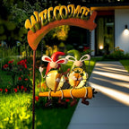 HONGLAND Outdoor Decor Solar Lights, Hanging Gnomes Swing Gardening Gifts for Women, Gnomes Outdoor Easter Decor with Welcome Sign for Porch Patio