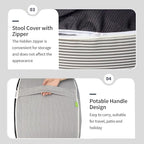 Inflatable Ottoman Stool D21 xH9 for Outdoor/Indoor Use, Water Repellent Patio Foot Rest Stool with Portable Handle,Round Pouf Ottoman Suitable for Garden,Deck and Camping - Stripe Grey