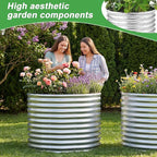 AHEONLAR 2 Pack 3x3x3ft Round Galvanized Raised Garden Bed Outdoor Metal Planter Bed Box for Vegetables Gardening