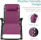 Best Choice Products Oversized Zero Gravity Chair, Folding Outdoor Patio Recliner, XL Anti Gravity Lounger w/Removable Cushion, Cup Holder, Side Tray, 350lb Capacity - Amethyst Purple