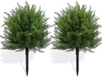 Artificial Topiary Bushes for Outdoors with Spike, Boxwood Ball Fake Shrubs UV Resistant Faux Plants for Indoor Outdoor Fall Thanksgiving Halloween Decor (Cedar Topiary Ball Trees)