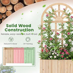 Giantex Wooden Raised Garden Bed with Arched Trellis Set 2, 48” Fir Wood Outdoor Elevated Planter Box Privacy Screen w/Drainage Hole, Vertical Garden Bed for Climbing Plants, Patio Balcony Backyard
