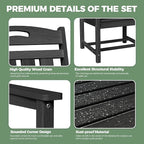 HDPE Outdoor Dining Set, Patio Table and Chairs Set, All-Weather 7-Piece Outside Table and 6 Chairs, 2" Umbrella Hole, Outdoor Furniture for Garden, Poolside, Backyard, Deck | Black