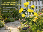 Solar Rose Lights Outdoor,2 Pack Waterproof Color Changing LED Flower Lights, with 12 LED Flowers, Solar Powered Garden Stakes for Yard, Patio, Artificial Floral Decorative Lighting, Yellow