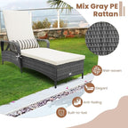 Tangkula Wicker Chaise Lounge Outdoor, Patio Rattan Reclining Chaise - Image 8