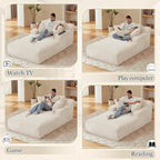 80 Inch Chaise Lounge Chair Indoor, Oversized Corduroy Upholstered Boneless Sofa Bed, Deep Seat Sleeper Couch Reading Chairs, Cloud Sofas Couches for Living Room, No Assembly Required (Beige)