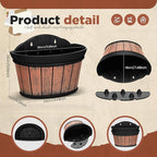 Layhit 6 Pcs Wall Hanging Planters Outdoor Pot Planter Wine Barrel Planter Distressed Oak Thickened Plastic Water Storage Flower Pots for Flower Indoor Outdoor(12 Inches,Brown)