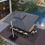 PURPLE LEAF 10' X 13' Patio Umbrella Outdoor Rectangle Umbrella Large Cantilever Umbrella Windproof Offset Heavy Duty Sun for Garden Deck Pool Patio, Grey