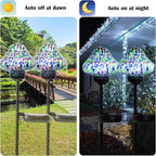 Solar Outdoor Lights Decorative Solar Glass Mushroom Lights Waterproof LED Waterproof Garden Stake Light for Walkway Pathway Lawn Patio Yard Decorations 2 Pack Multi