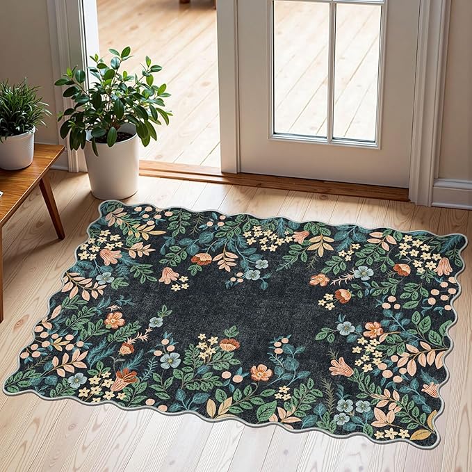 Outdoor Rug, 2 x 3 ft Polyester Entryway Mat with Non-Slip Rubber Backing