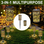 4 Pack Solar Pathway Lights Lights Outdoor, LED Solar Lantern Bright Metal Retro Waterproof, Outside Decorative Rose Hanging Lanterns Solar Powered for Path Lawn Patio Yard Walkway (Rose, 4 Pack)