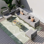 Sundale Outdoor 7 Pieces Metal Patio Furniture Set, Outdoor Sectional Sofa with 6 Inch Olefin Cushion, Modern Outdoor Conversation Sets for Backyard, Poolside, Sunroom